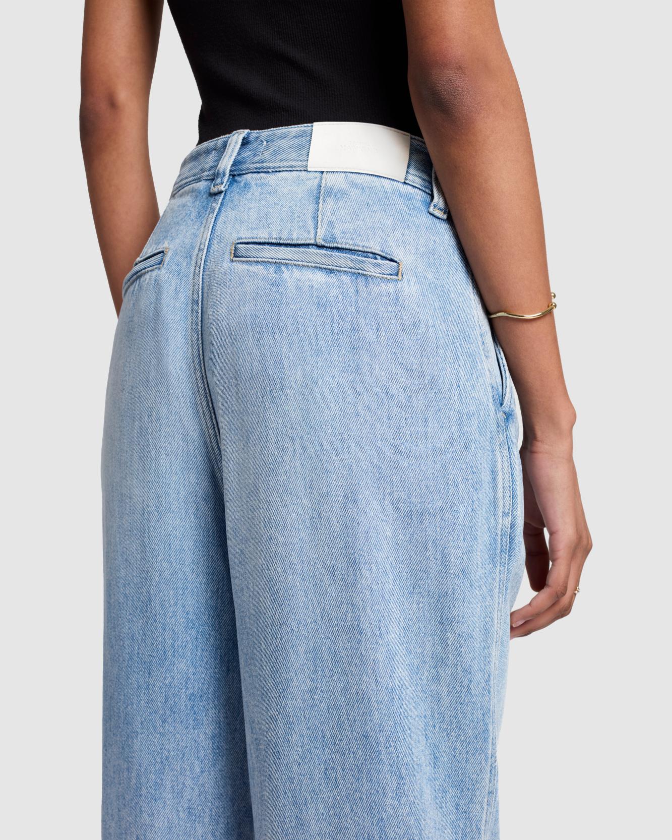 Denim glans geplooide broek in Abyss